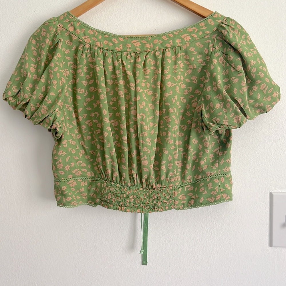 Free People Easy to Love Set Skirt Crop Top Skirt Set Green Floral NWT - Picture 6 of 17